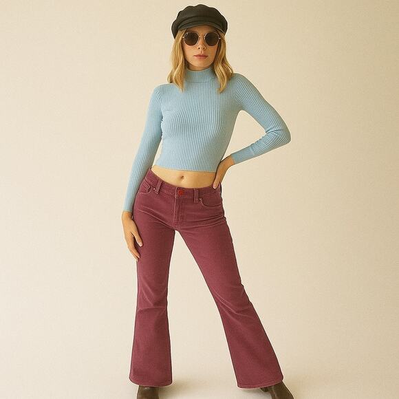 VTG Blue Cult corduroy pants Women's Sz 30 30x33 Mauve low rise bootcut Y2K USA - Picture 2 of 16